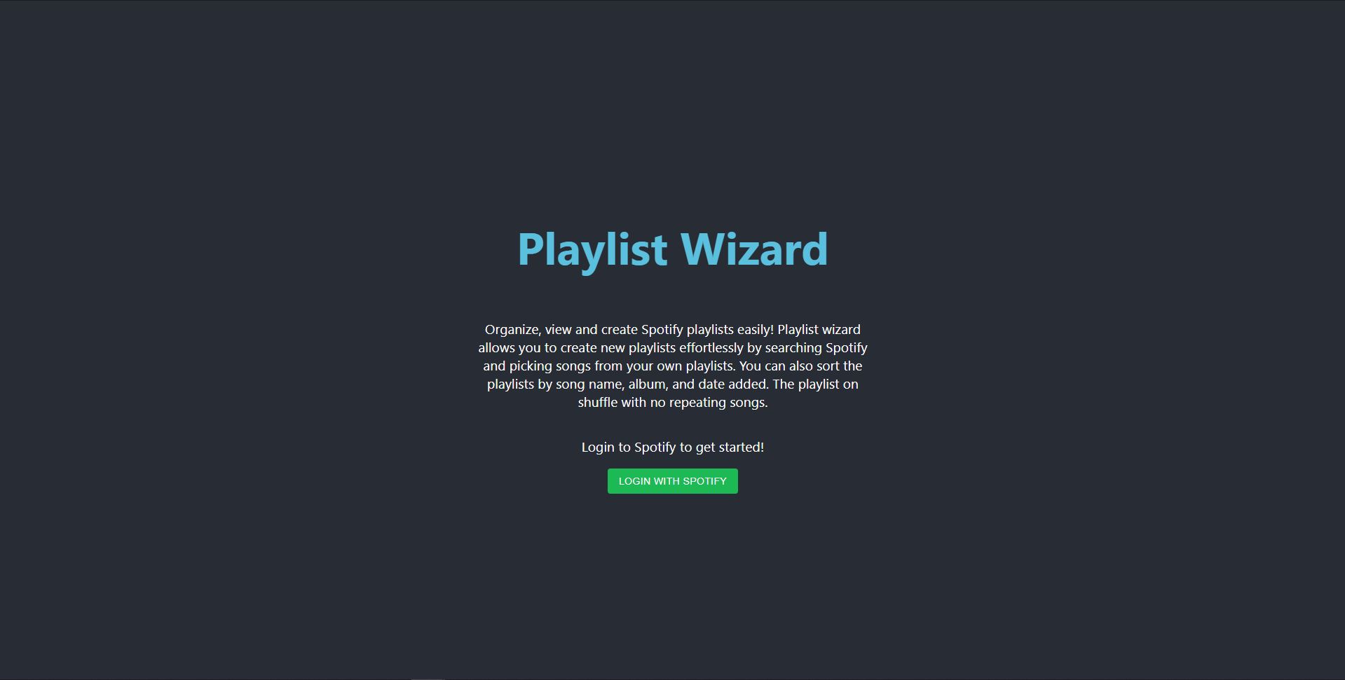 Playlist Wizard main page.