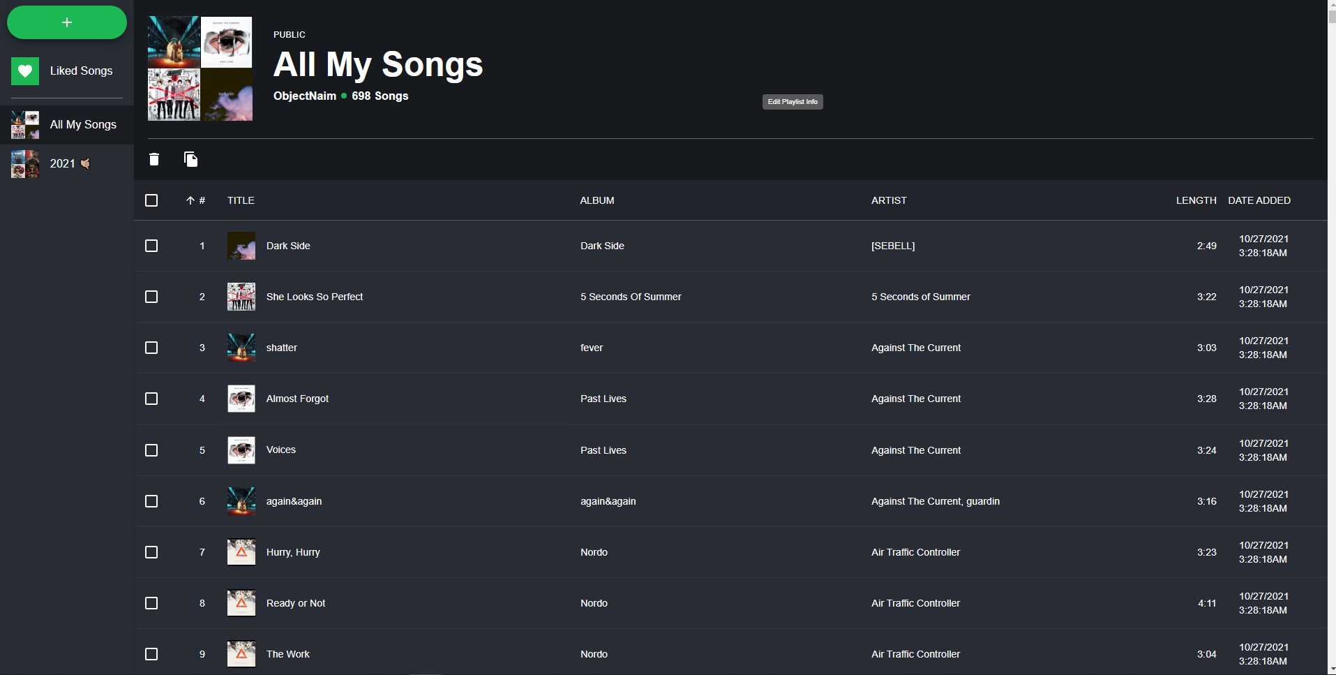 Playlist Wizard application main page.